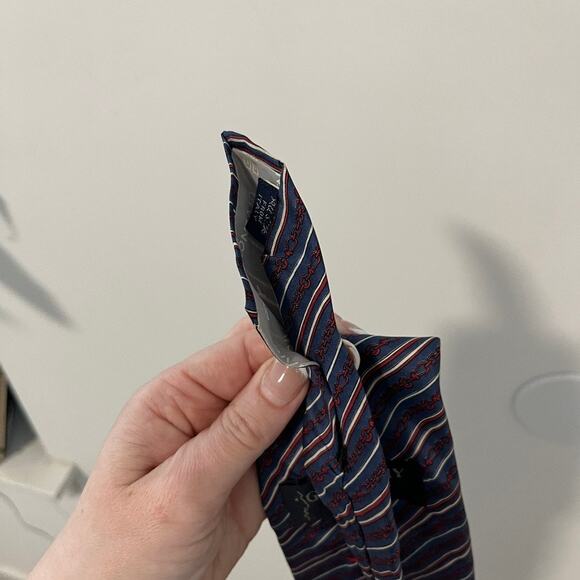 Givenchy Men's Vintage Chain Link Print Silk Tie - Picture 5 of 6